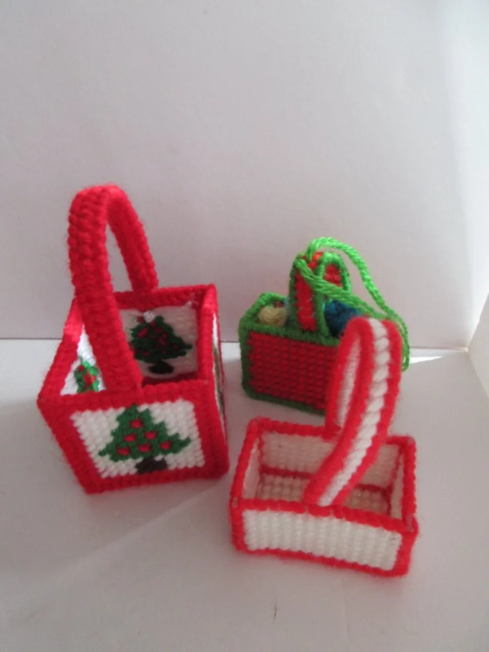 31 Plastic Canvas Handmade 3D Needlepoint Christmas Ornaments 1